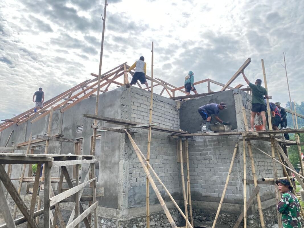 Pembangunan Mesjid Desa Oyom Dikebut oleh Satgas TMMD ke-127 Kodim 1305/Buol Tolitoli