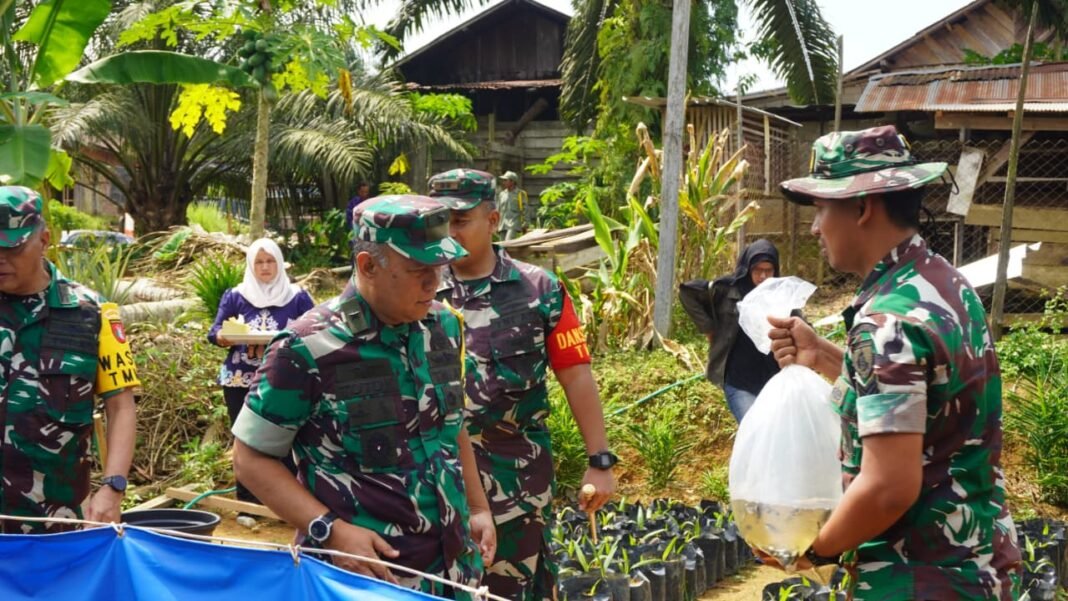 Ketua Tim Wasev TMMD 127 Luncurkan Penebaran 1.000 Benih Ikan Nila di Desa Tri Buana