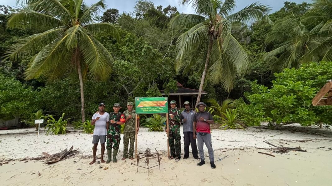 Komandan TMMD 127 Kodim 1804/Kaimana Pimpin Transplantasi Terumbu Karang di Pulau Sanus