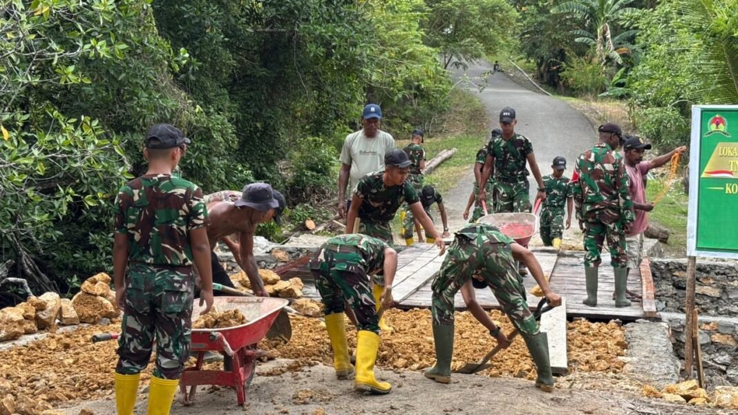 Progres Pembangunan Jembatan Kampung Marsi Capai 80 Persen, Satgas TMMD Kodim 1804/Kaimana Terus Bekerja