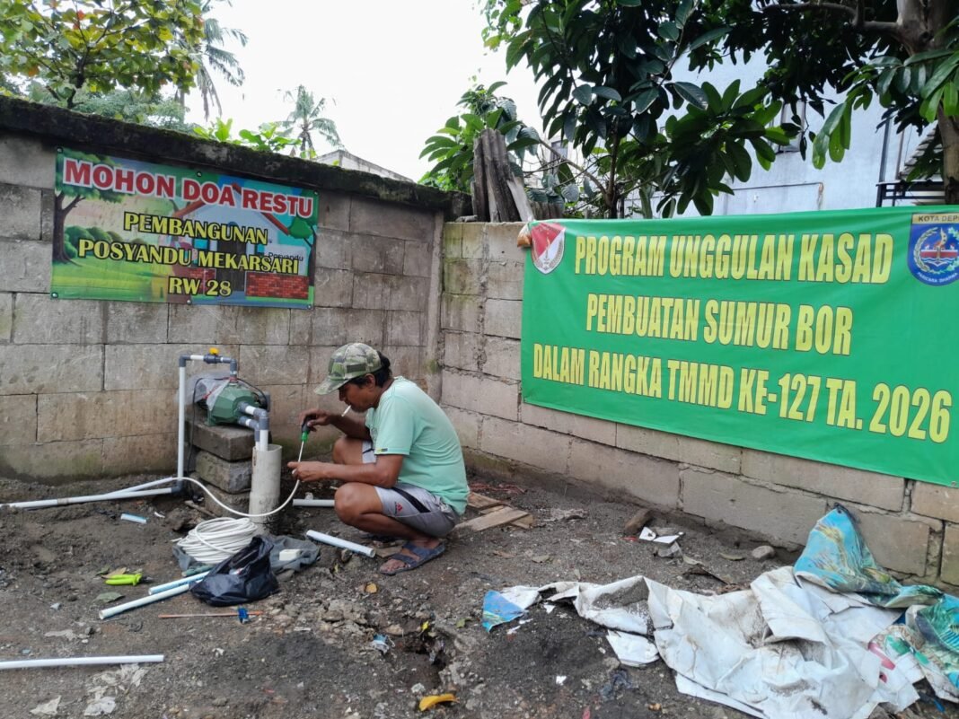 Pelaksanaan TMMD Ke-127: Peningkatan Akses Air Bersih Melalui Sumur Bor di Depok