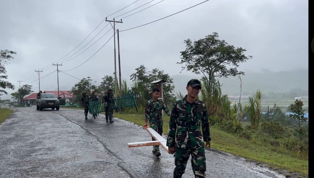 Satgas Swasembada Yonif 751/VJS Hiasi Gereja Menyambut Paskah di Oksibil