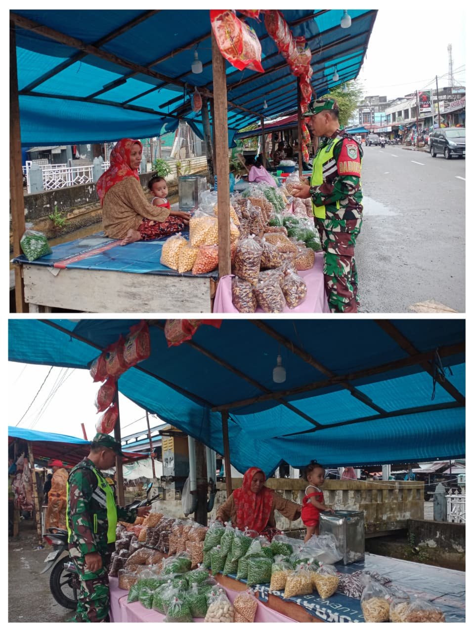 Babinsa Koramil 07/Johan Pahlawan komsos bareng pedagang kueh