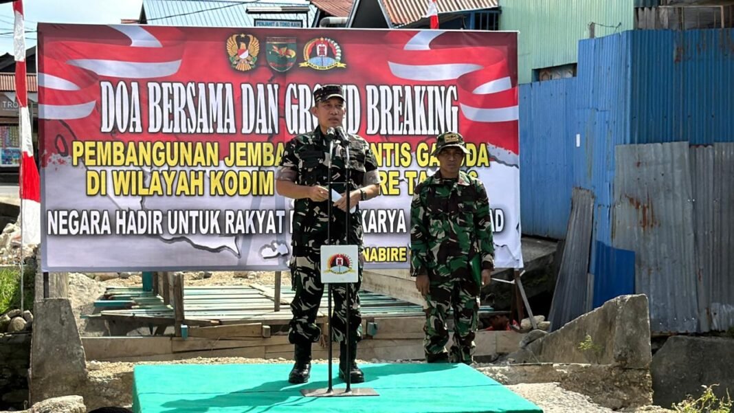 Peletakan Batu Pertama Jembatan Perintis Garuda, Tunjukkan Kepedulian Kodim 1705/Nabire