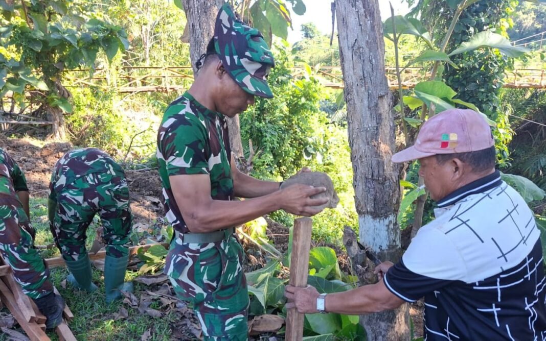 Pembangunan Jembatan Gantung di Kaur oleh Satgas Kodim 0408/BS