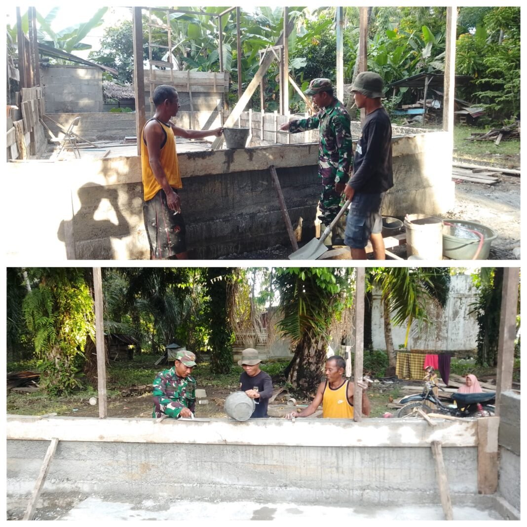 Perkuat Kemanunggalan TNI dan Rakyat, Babinsa Kodim 0105/Aceh Barat Bantu Warga Bangun Dapur