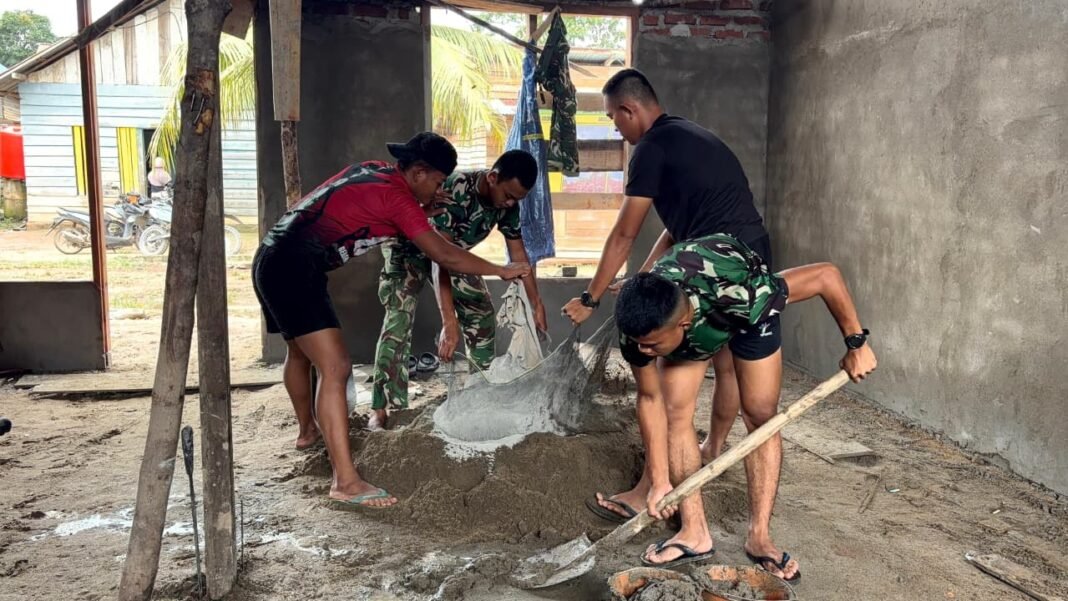 Pembangunan RTLH TMMD 128, Plaster Dinding Sebagai Tanda Kemajuan