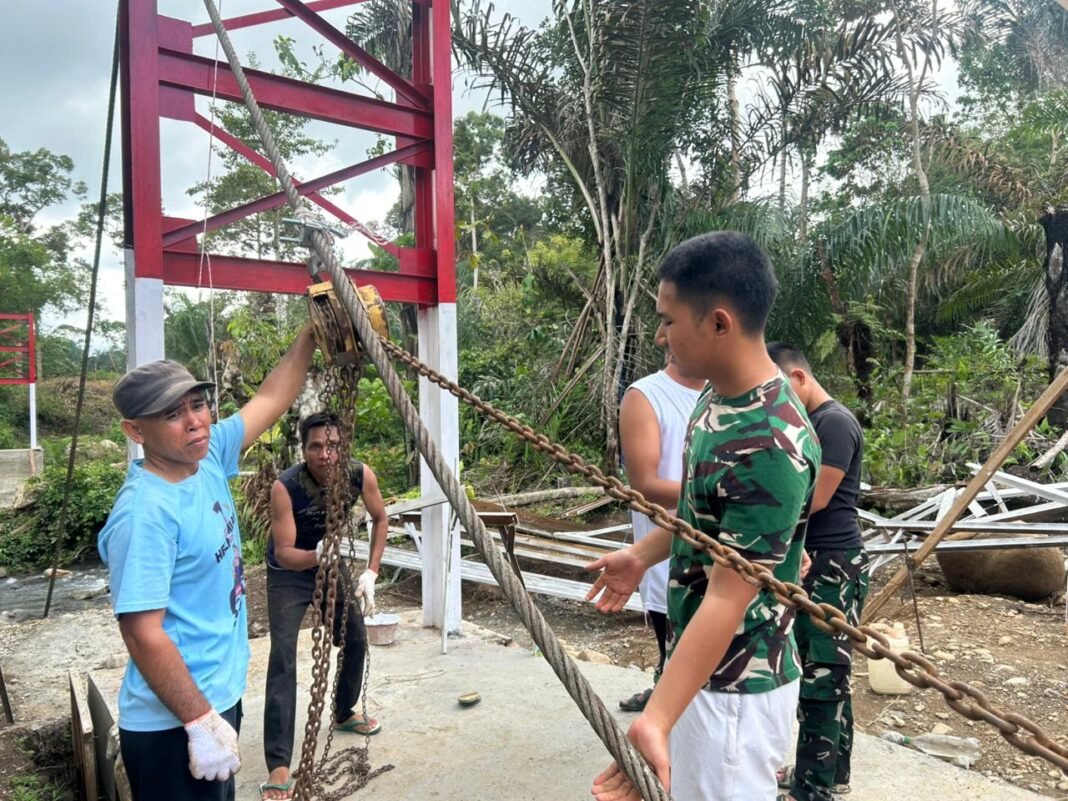 Proyek Jembatan Gantung Koramil 408-05/Manna Memasuki Tahap Penting