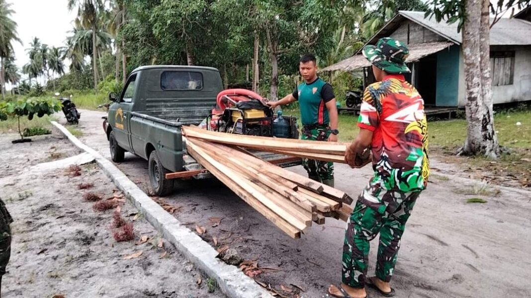 Progres Pembangunan RTLH di Desa Sungai Hijau oleh TMMD Ke-128