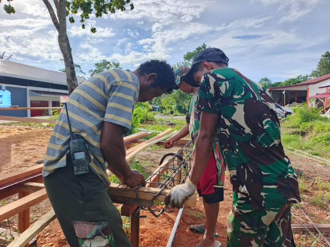 Satgas TMMD Ke-128 Terus Maju dalam Pembangunan Pagar Gereja