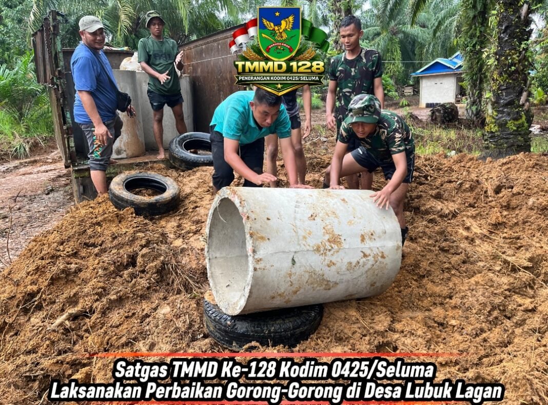 Satgas TMMD Ke-128 Kodim 0425/Seluma Laksanakan Perbaikan Gorong-Gorong di Desa Lubuk Lagan