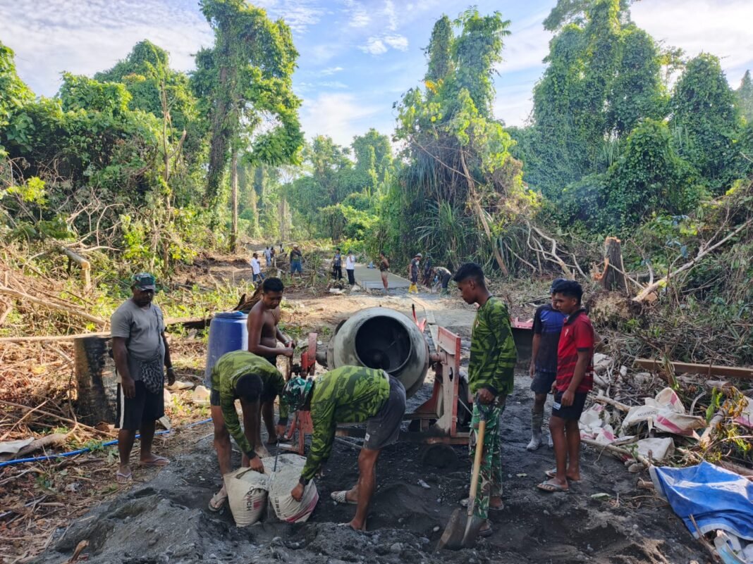Progres Pengecoran Jalan TMMD Ke-128 Kodim 1801/Manokwari Terus Meningkat