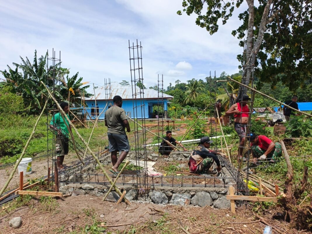 Rangka Besi Bak Air Bersih TMMD Telah Terpasang, Proyek Dukungan Masyarakat Berjalan Lancar