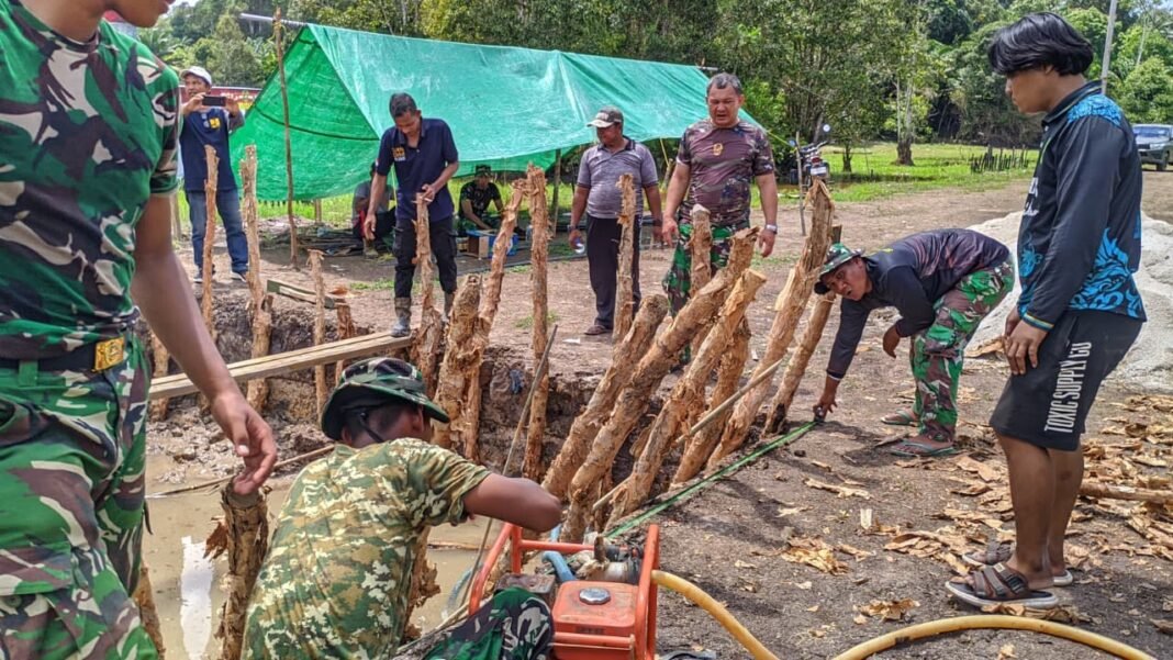 Pembangunan Rangka Baja Pondasi Jembatan Garuda di Kodim 1014/Pbn Berlanjut