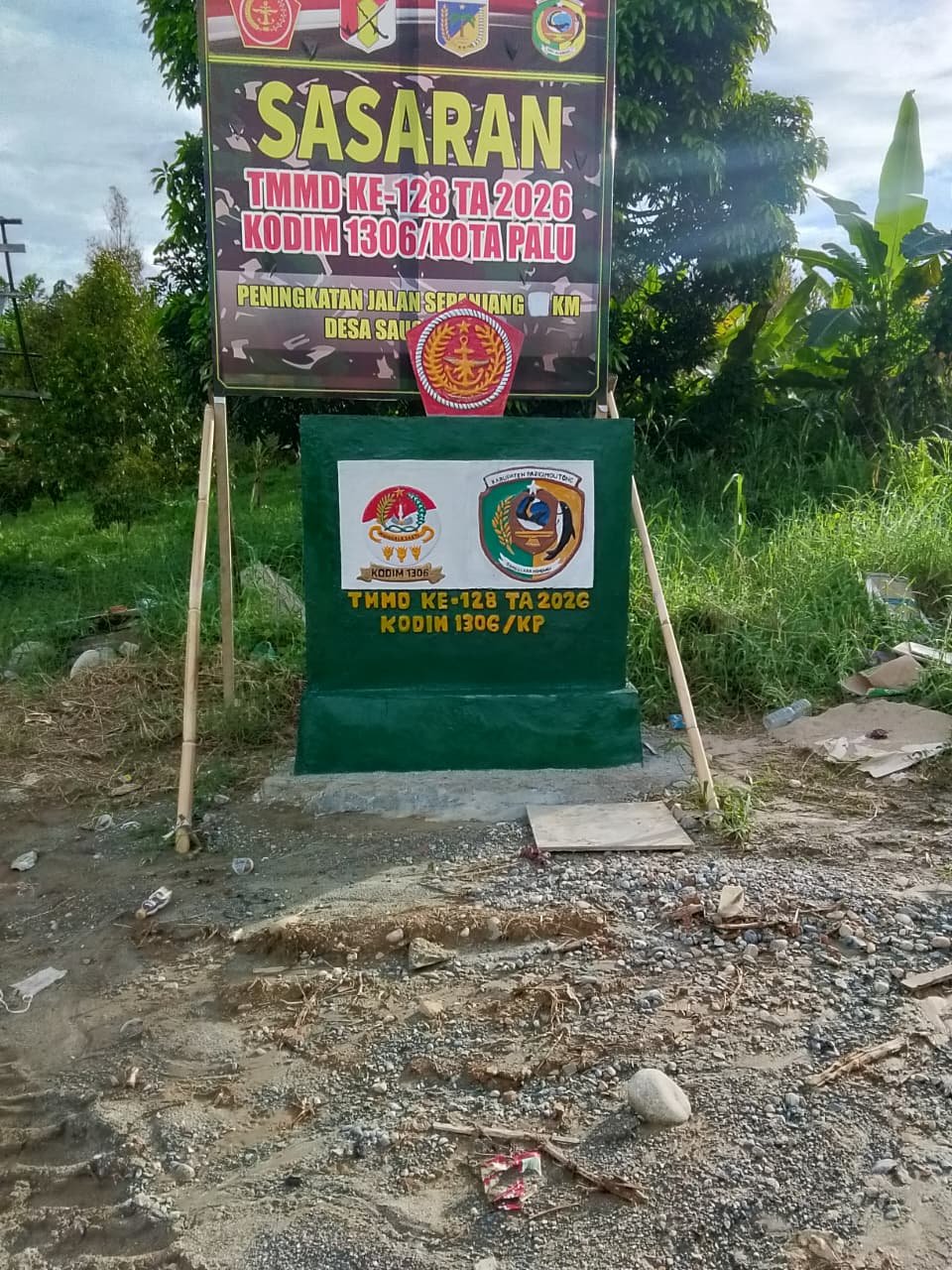 Tugu TMMD ke-128 di Desa Sausu Sudah 95 Persen Selesai