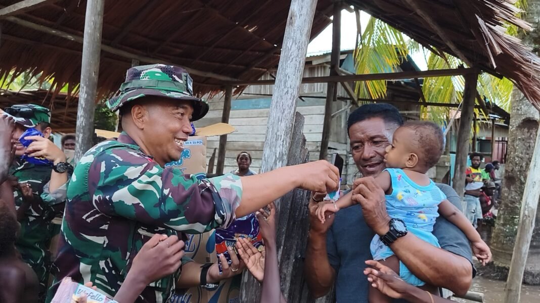 Satgas TMMD Ke-128: Momen Bahagia Anak-Anak Kampung Keakwa