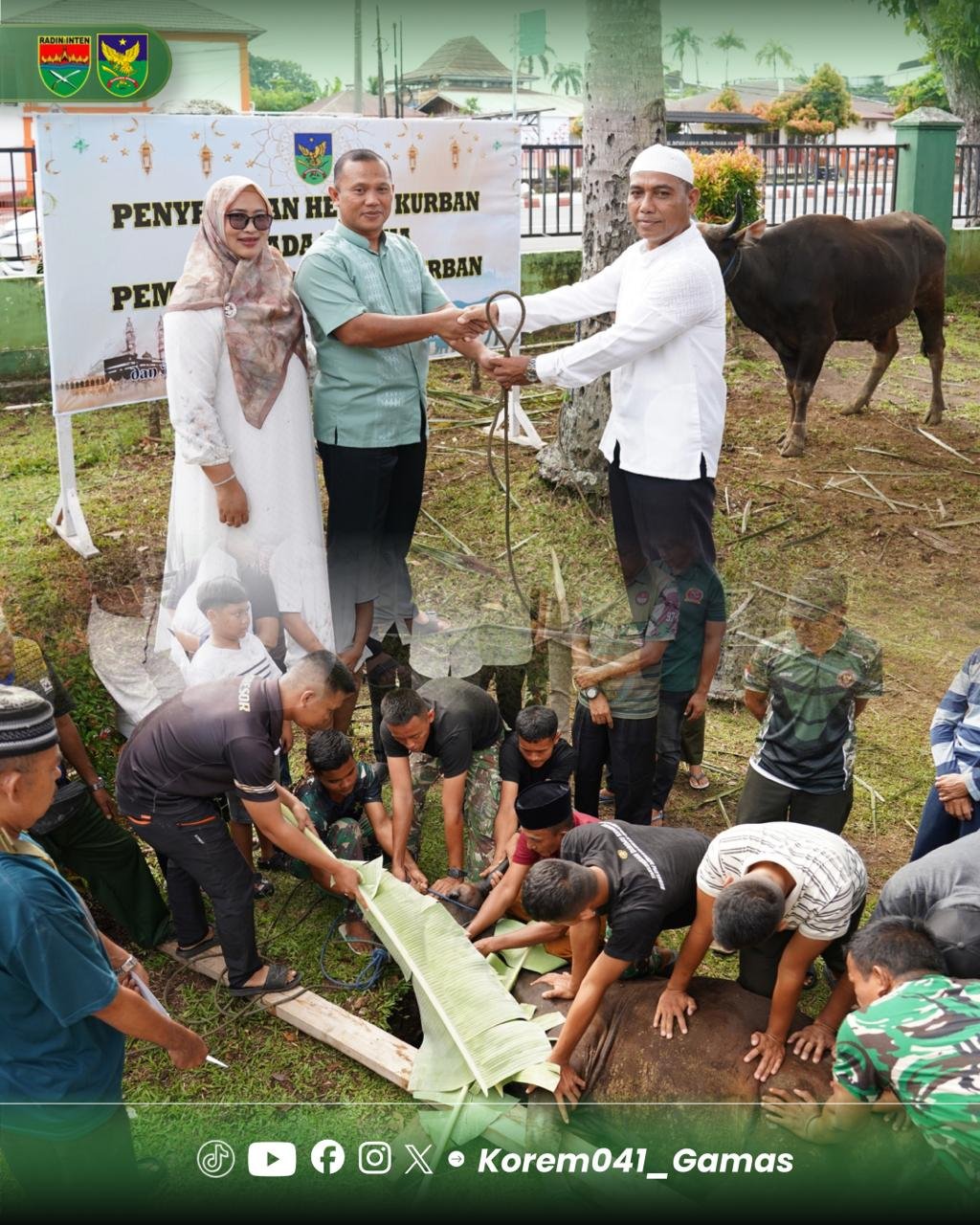 Korem 041/Gamas Sebar Kebahagiaan di Hari Idul Adha melalui Kurban