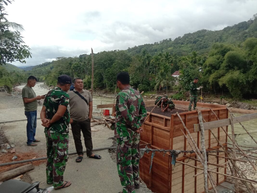Kasdim 0116/Nagan Raya Pastikan Pembangunan Jembatan Strategis Berjalan Sesuai Rencana