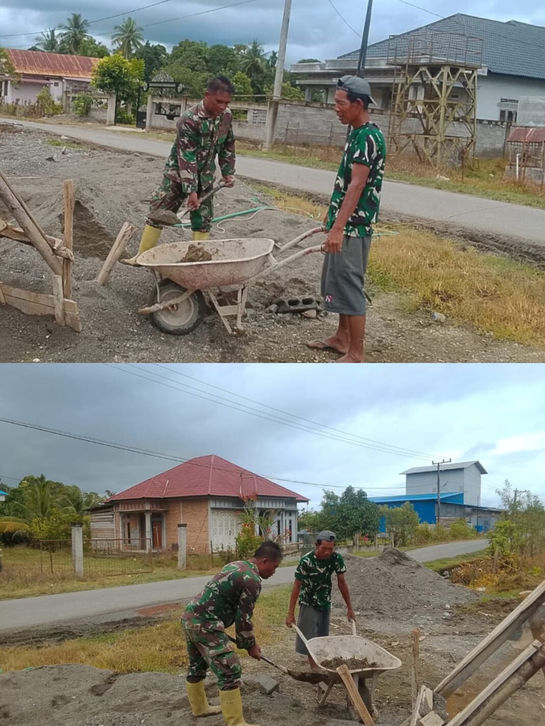Angkut Pasir Bersama Warga, Babinsa Kaway XVI Perkuat Kemanunggalan TNI-Rakyat di Aceh Barat