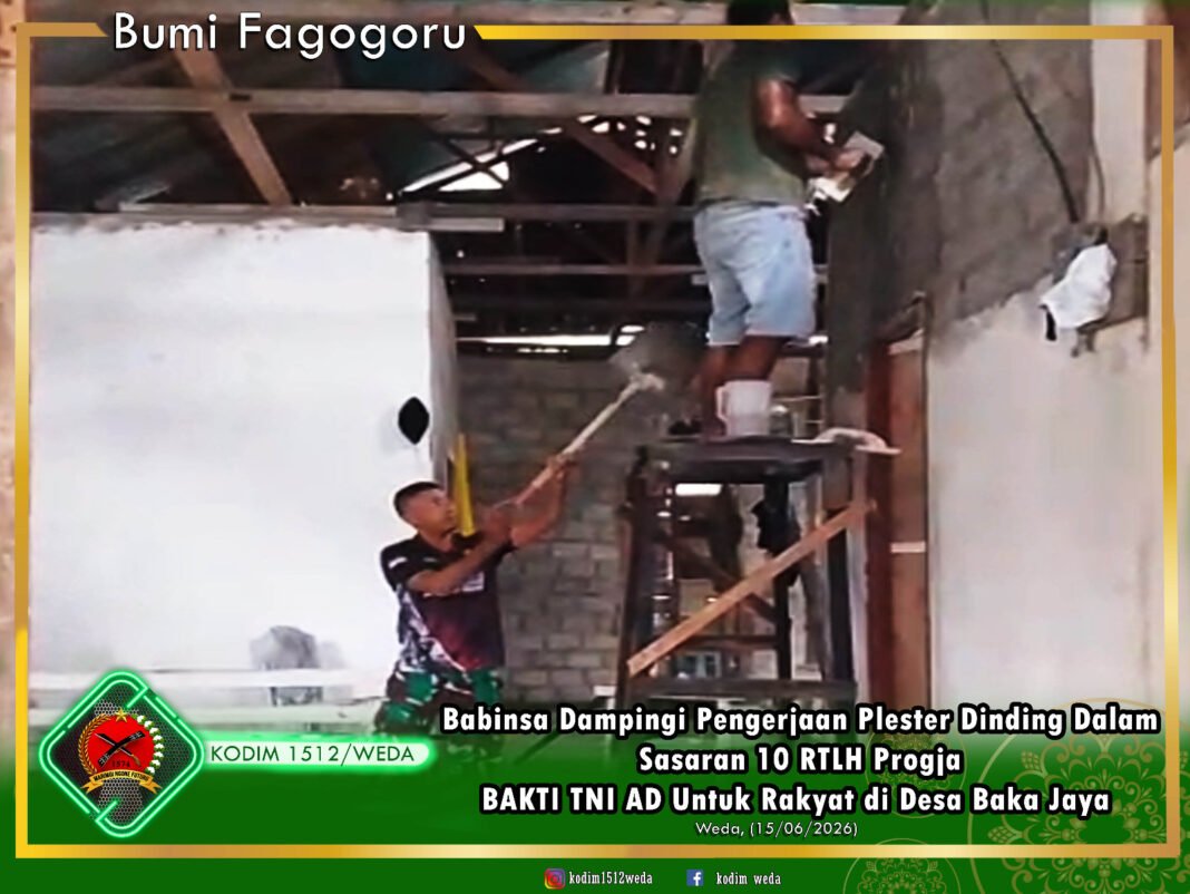 Kegiatan RTLH di Desa Baka Jaya Didampingi Babinsa