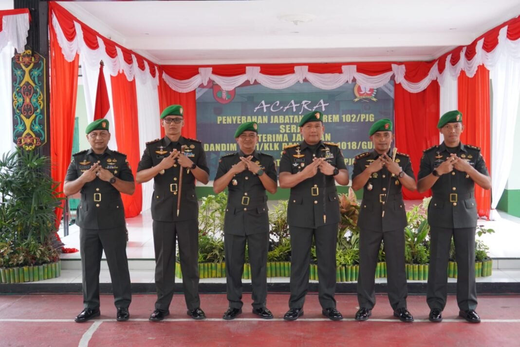 Peralihan Jabatan Dandim 1018/Gunung Mas Digelar Di Korem 102/Pjg