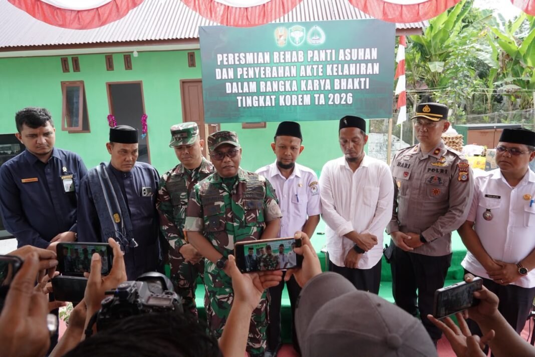 Rehabilitasi Panti Asuhan Istiqamatuddin Jadi Wujud Pengabdian Korem 012/TU kepada Masyarakat