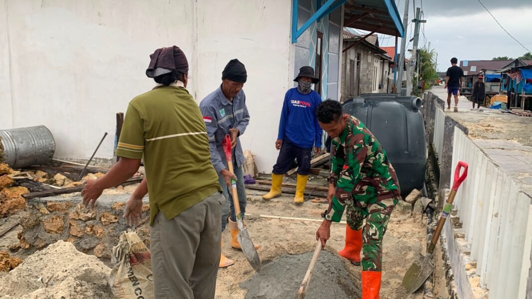 TMMD Ke-129 Selesaikan Pengecoran Tandon Air, Siap Memasuki Tahap Pemasangan