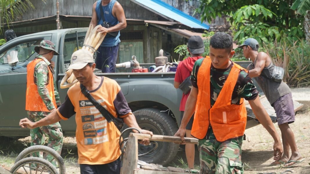 Kerja Sama dalam Proyek Sumur Bor TMMD Ke-129 di Kapuas