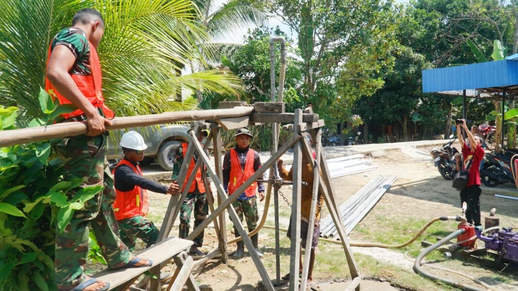 Pembangunan Sumur Bor Sasaran 3 TMMD Ke-129 di Desa Bandar Raya Berlanjut