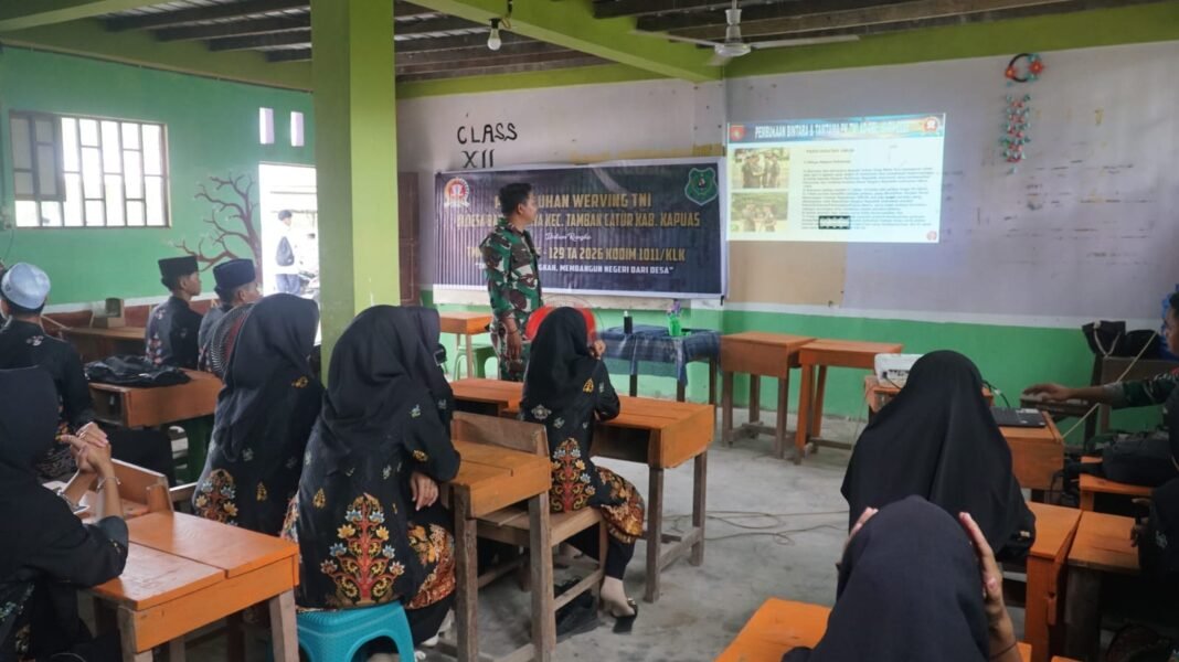 Penguatan Rasa Kebangsaan Melalui Penyuluhan Werving TNI TMMD Ke-129 di Desa Bandar Raya