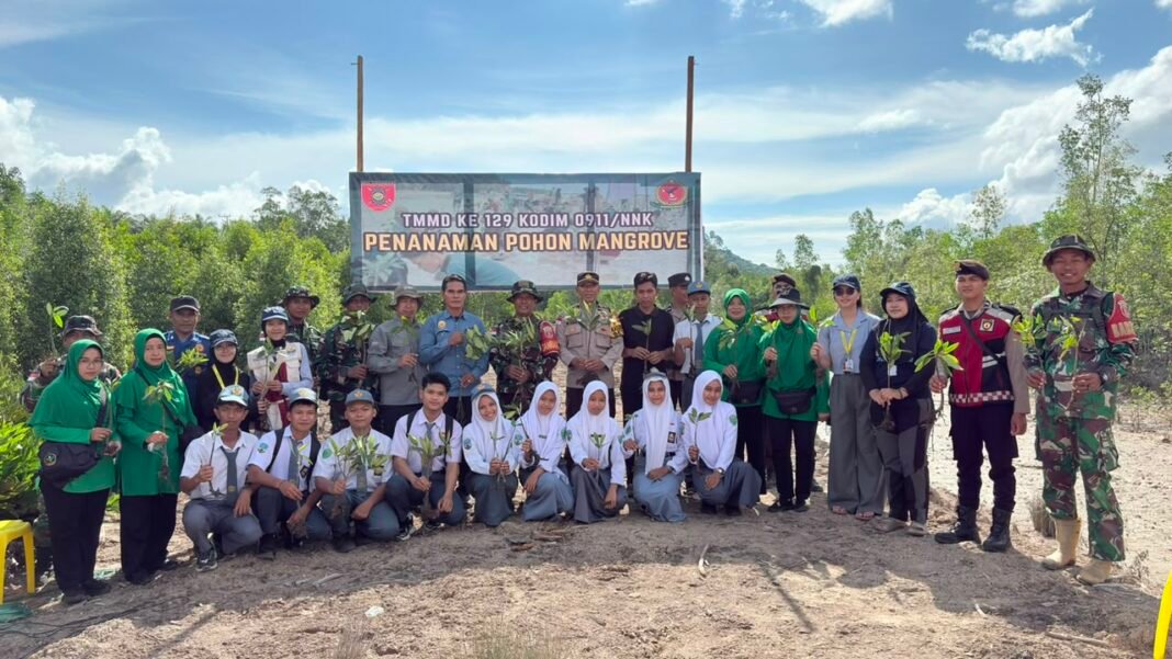 Aksi Penanaman Mangrove oleh Satgas TMMD dan Komunitas di Sebatik Barat