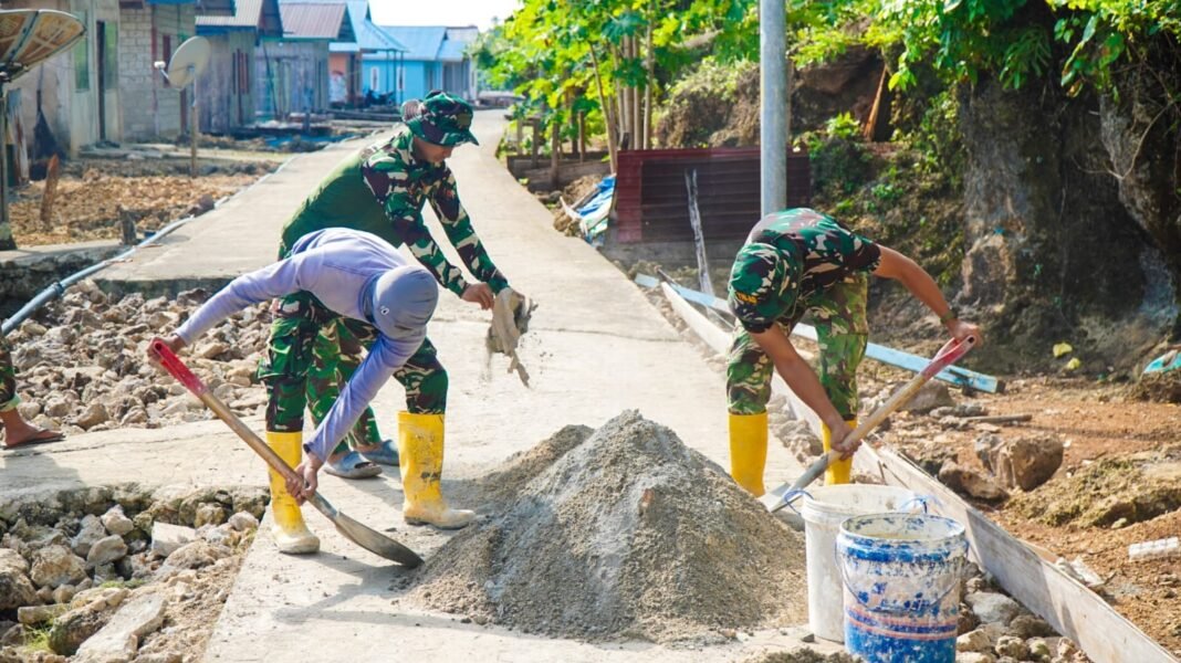 Satgas TMMD Ke-129 Kodim 1311/Morowali terus genjot Pekerjaan Rabat Jalan di Desa Polewali