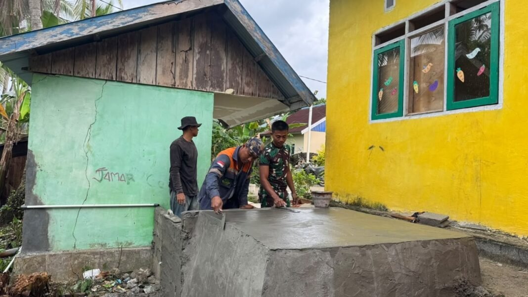 Kerja Bareng Satgas TMMD dan Warga Ubah Wajah SDN Pulau Dua dengan Tandon Air Bersih