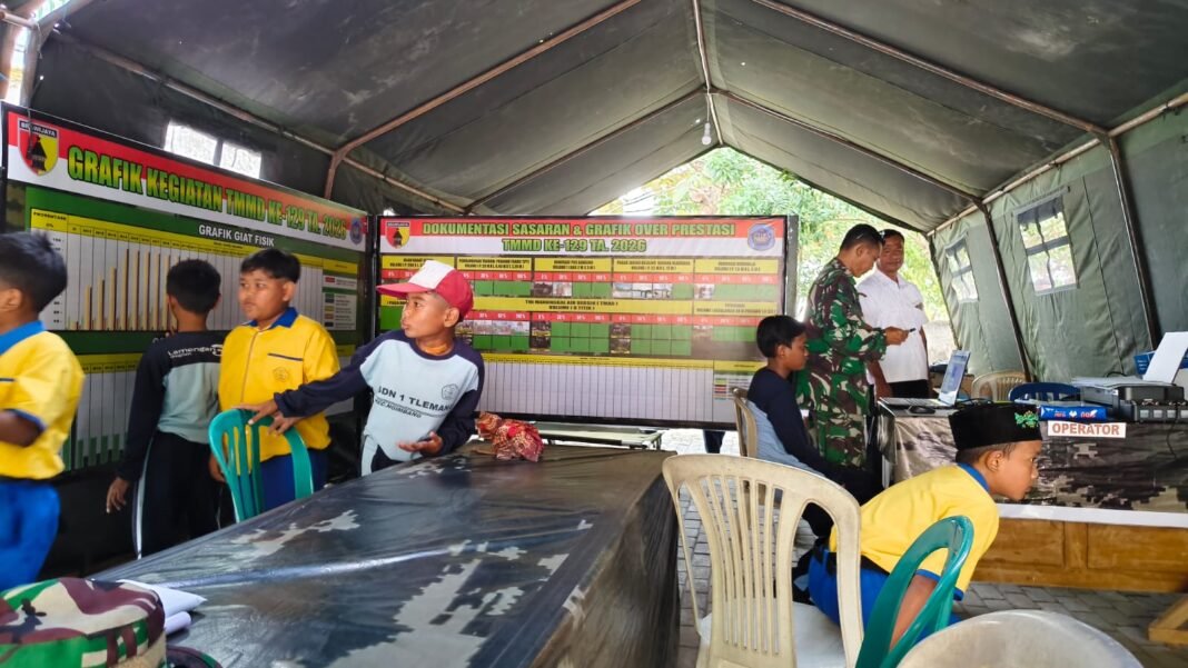 Tawa Ceria di Desa Tlemang: Saat Anak-Anak Menemukan “Kakak Tentara” dan Rumah Kedua di Pos Kotis TMMD 129 Kodim 0812/Lamongan