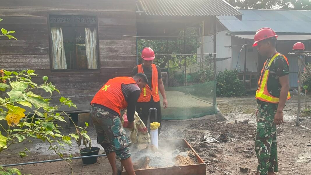 Satgas TMMD Kodim 1011/KLK Genjot Progres Sumur Bor Sasaran 5 Lewat Tahap Pengecoran