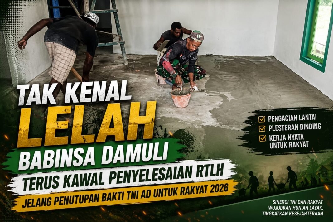 Kepedulian Babinsa Damuli Terhadap Proyek RTLH Menjelang Akhir Bakti TNI AD 2026