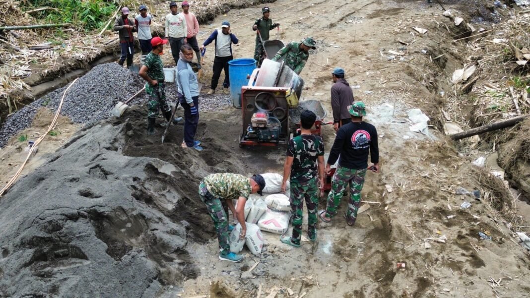 Hari Ke-16 TMMD Ke-129, Rabat Beton di Bangli Capai 61 Persen