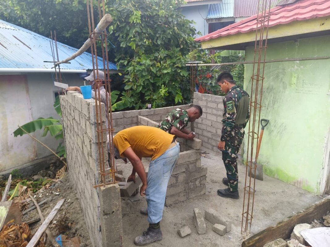 Progres Pemasangan Batako MCK Masjid Quba oleh Satgas TMMD bersama Warga