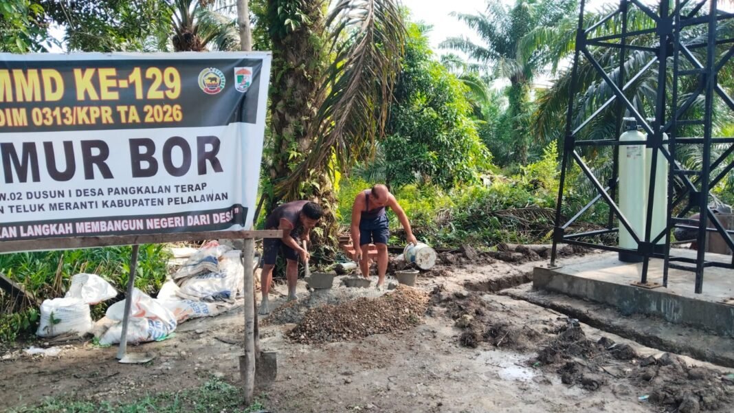 Pembangunan Infrastruktur Air Bersih Melalui TMMD Ke-129 di Kampar