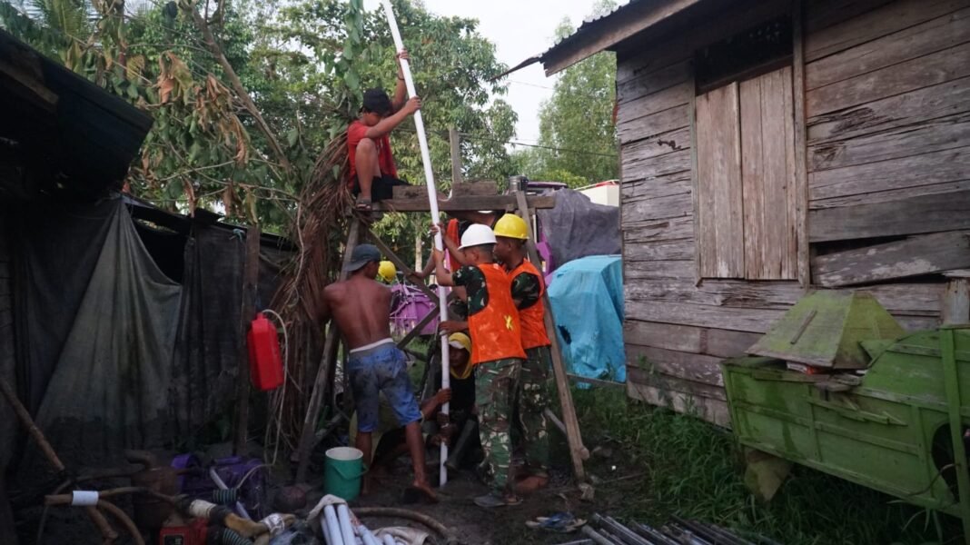 Kemajuan Instalasi Pipa Air Bersih TMMD Ke-129 di Kecamatan Tamban Catur