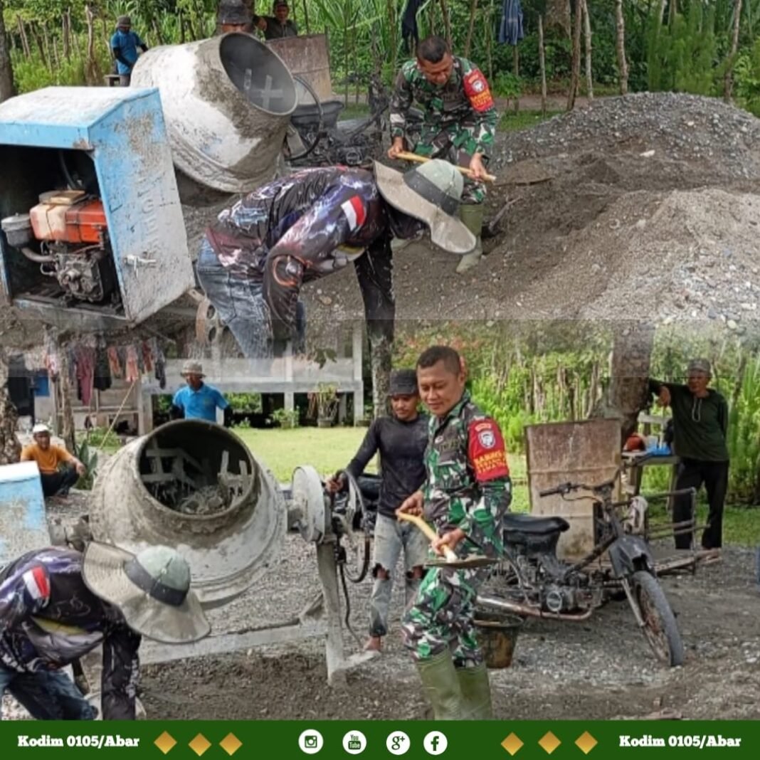Talut Jembatan Longsor di Aceh Barat Diperbaiki, Babinsa dan Warga Turun Tangan