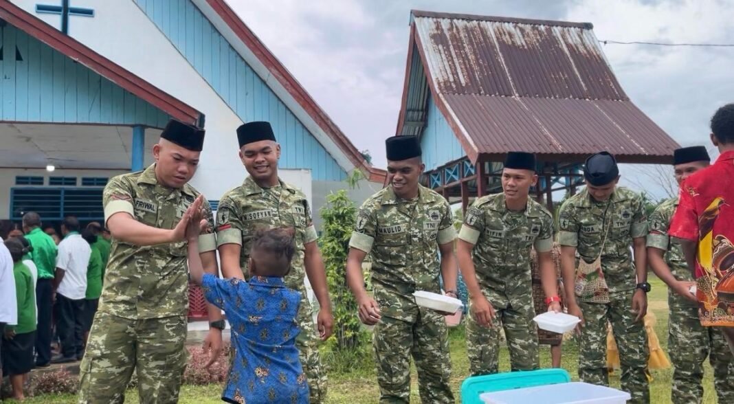 Kepedulian Prajurit Yonif TP 859/RBK, Tumbuhkan Toleransi di GKI Imanuel Masram