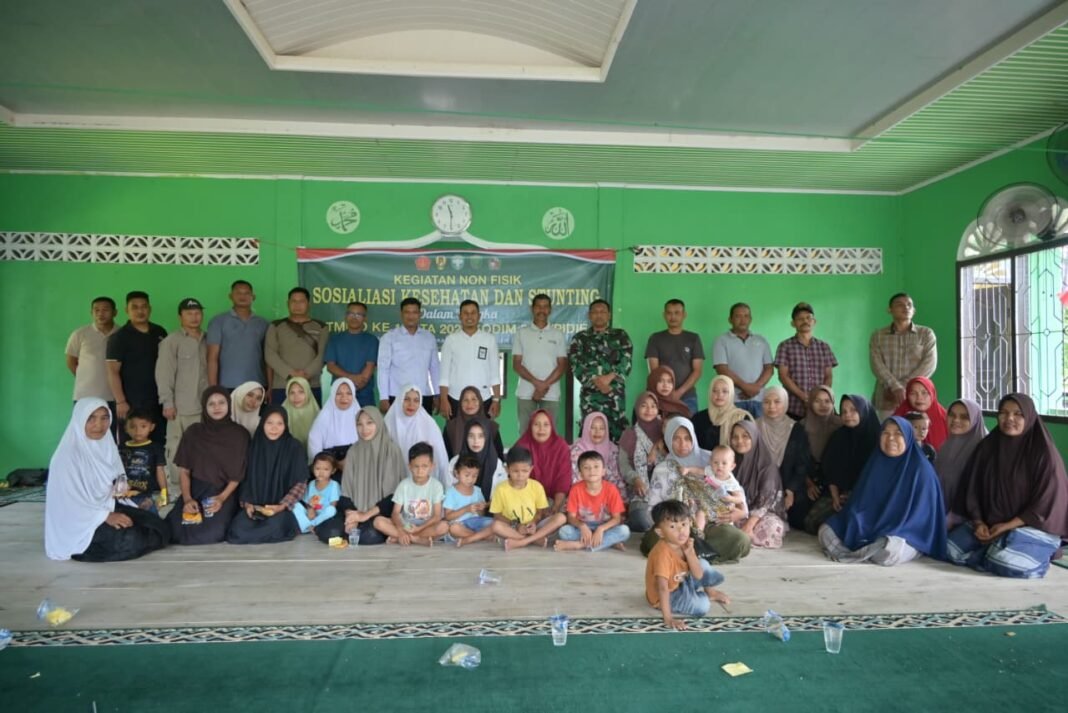 Satgas TMMD ke-129 Kodim 0102/Pidie Gandeng Dinas Sosial Edukasi Warga Cegah Stunting