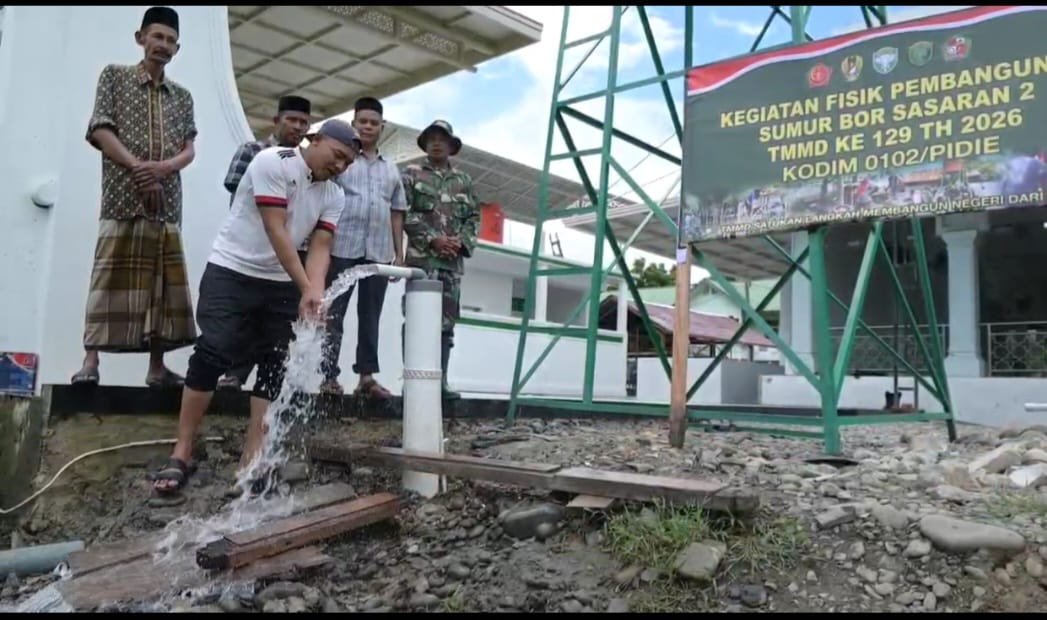 Masyarakat Lhok Panah Sukses Nikmati Air Bersih dari TMMD Ke-129