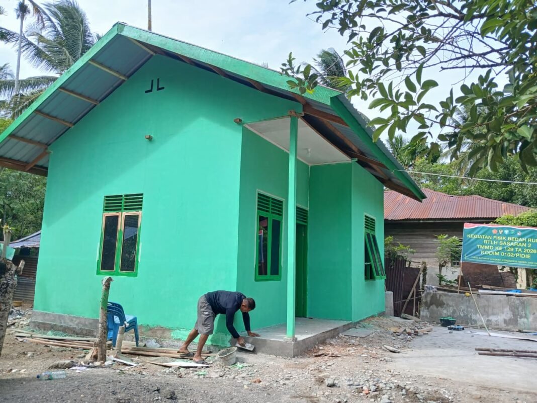 Rehabilitasi RTLH TMMD ke-129 Kodim 0102/Pidie Masuki 80 Persen, Satgas Gencar Finishing
