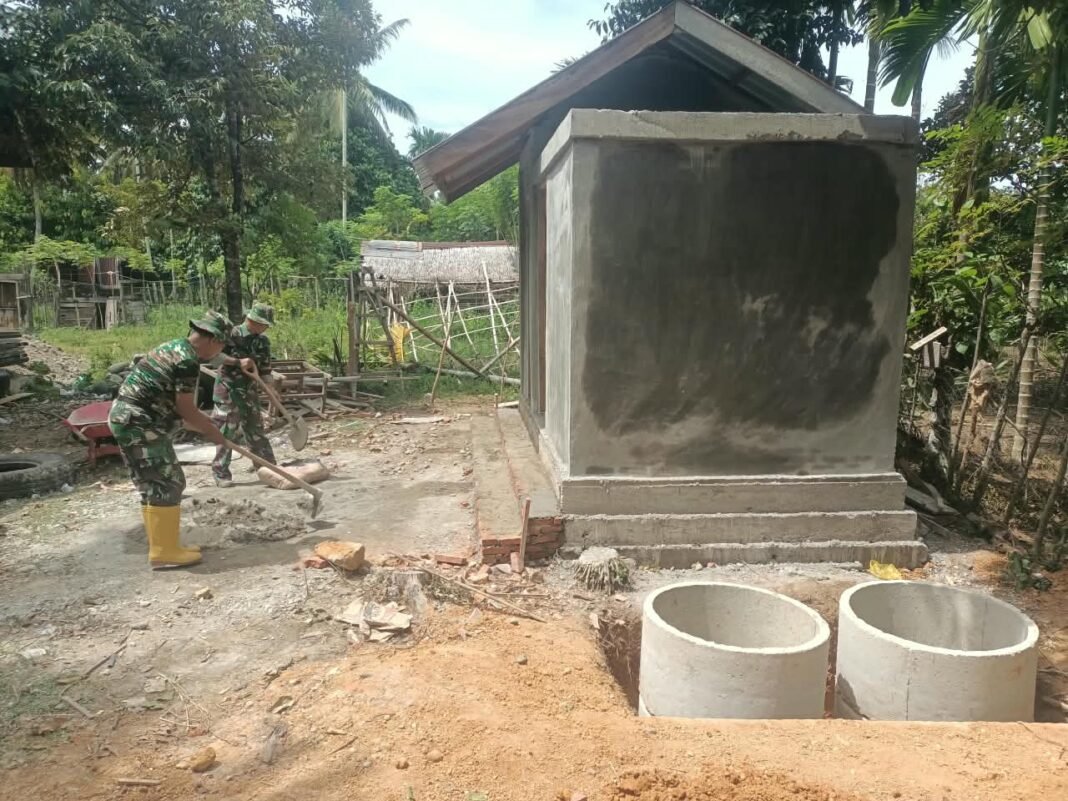 Satgas TMMD Ke-129 Kodim 0102/Pidie Percepat Penyelesaian MCK Dayah Blang Cot, Progres Capai 85 Persen