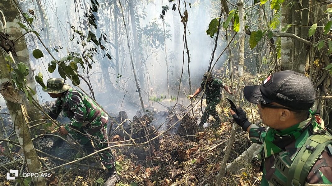 Respons Cepat Danramil Galela Tangani Karhutla Dekat Pemukiman Warga Desa Seki