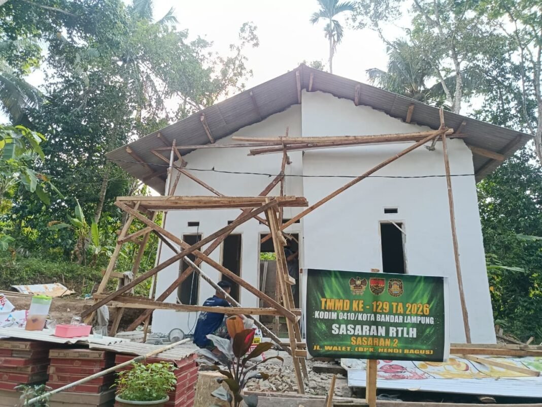 Progres Pembangunan RTLH Bapak Hendi: TMMD Kodim 0410/KBL Capai 70 Persen