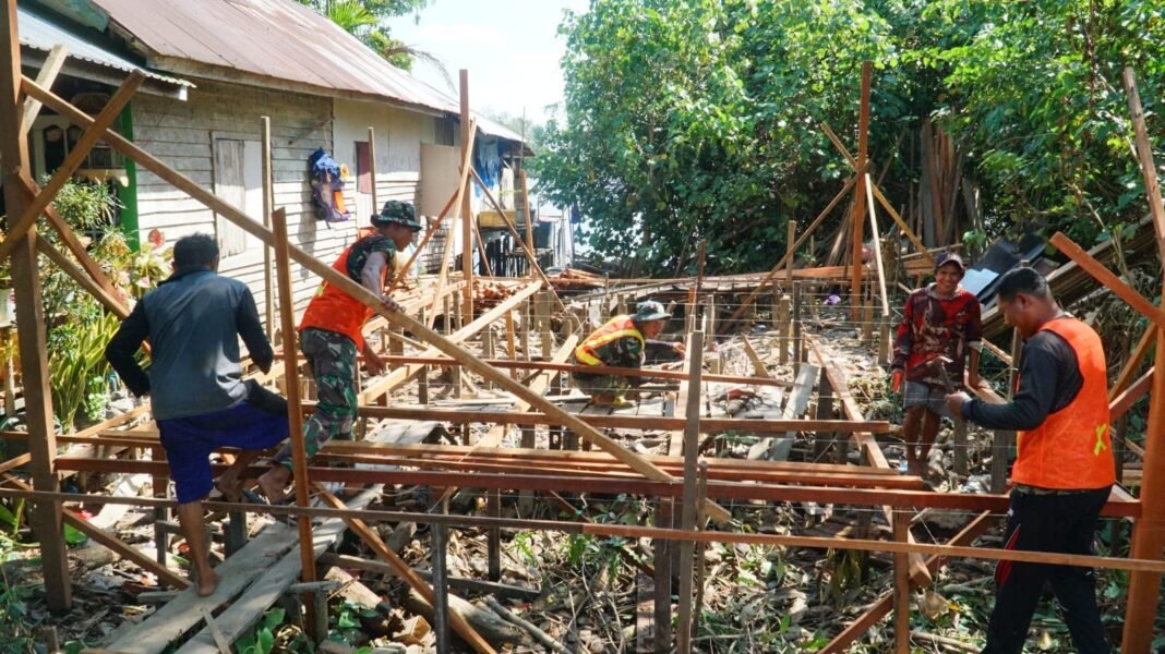 Kerangka Lantai RTLH Disiapkan dalam TMMD Ke-129