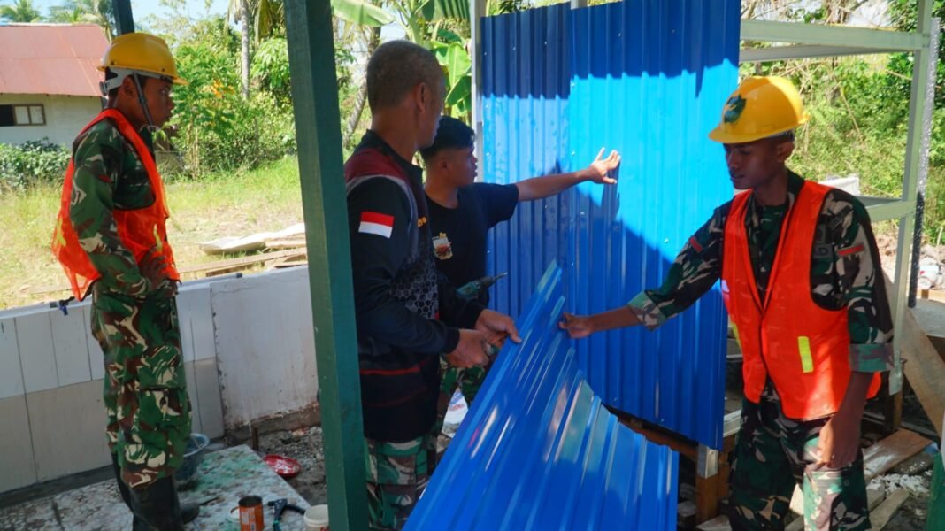 Kemajuan Pemasangan Dinding MCK Dalam TMMD Ke-129